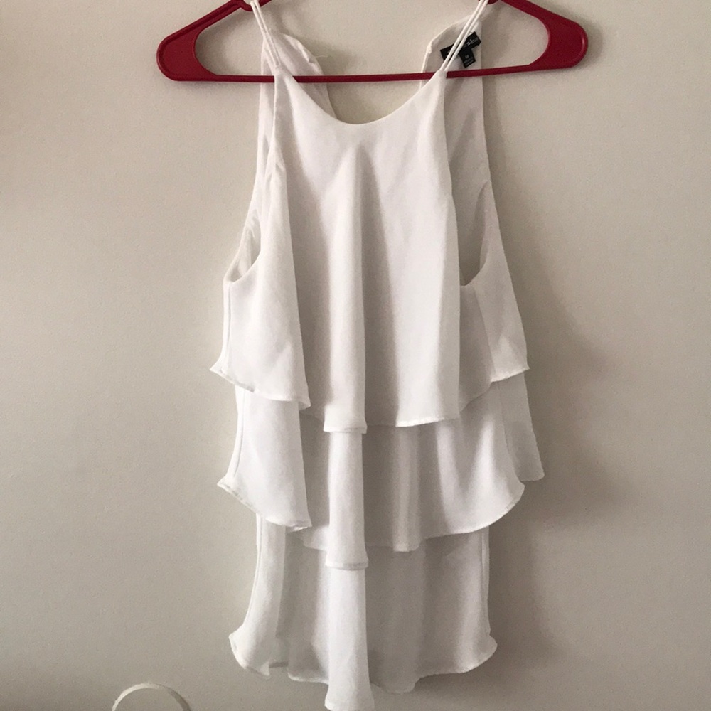 White dress shirt, size medium, missing button